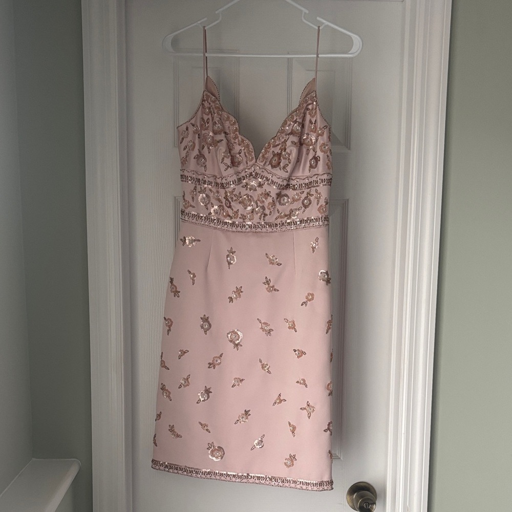 Laundry By Shelli Segal Blush Embroidered Midi Dress